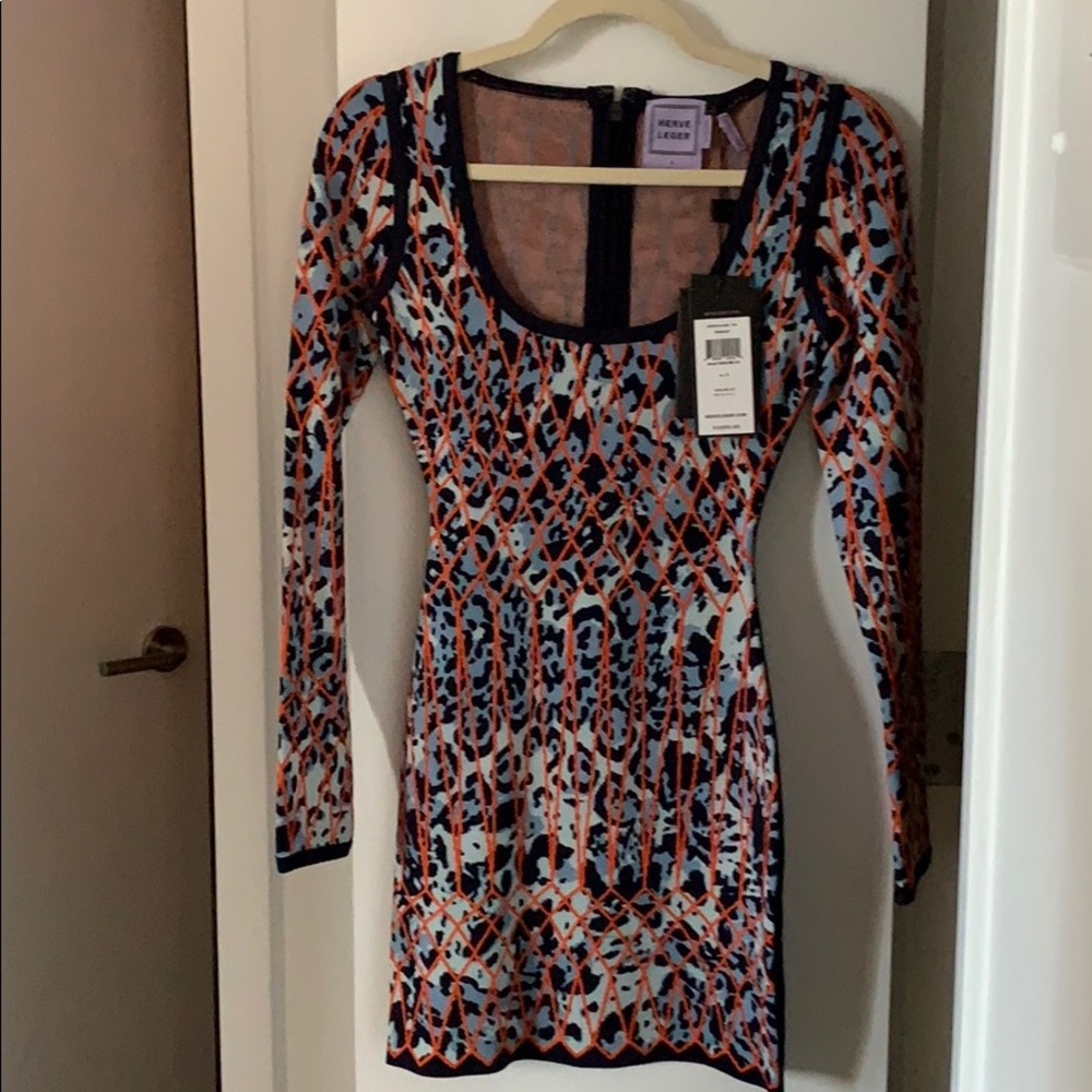 BNWT Herve Leger scoop neck dress sz small